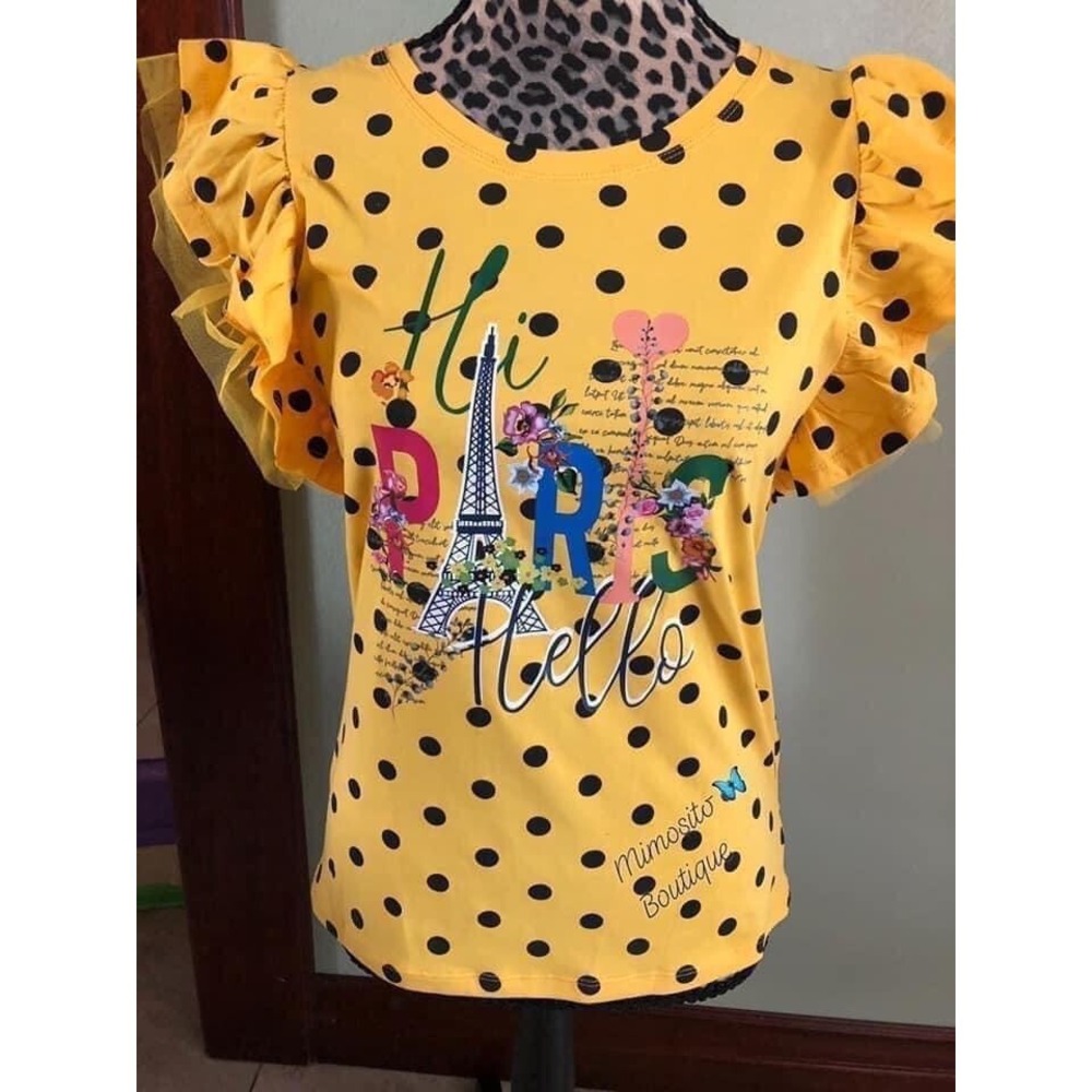 Women's  Yellow And Black Dots Size Small No Tag  ~ New